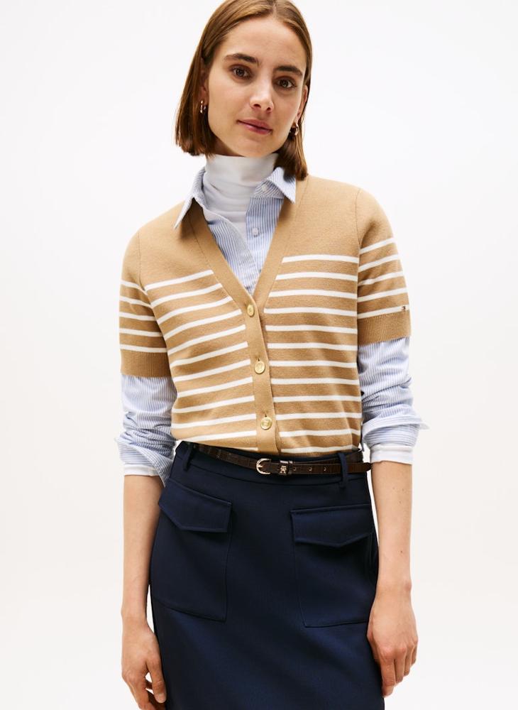 TOMMY HILFIGER Striped Button Detail Cardigan - Image 1