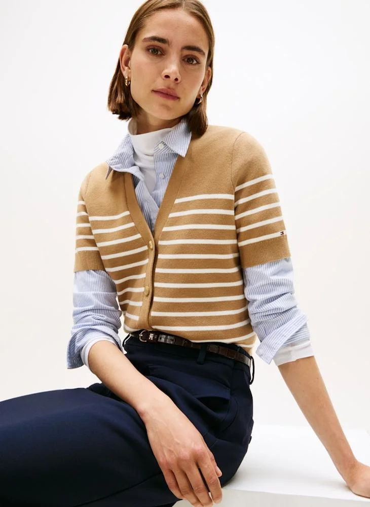 TOMMY HILFIGER Striped Button Detail Cardigan