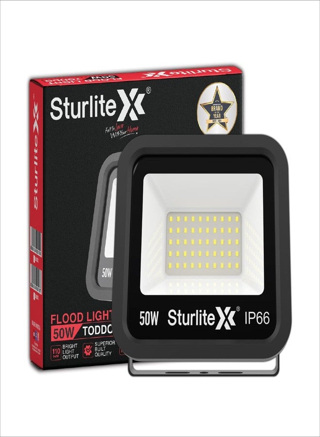 Sturlite Toddo 50 W LED Flood Light| Cool White 6500K Color Temperature LED Lamp| IP66 Waterproof Surge Protection Focus Light for Factory, Garage, Parking, Garden, Playground & Shop - (Pack of 1) - Image 1