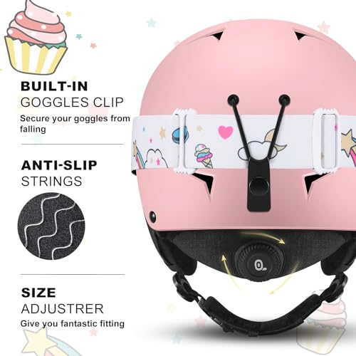 Odoland Kids Ski Helmet, Snow Helmet with Ski Goggles for Boys and Girls, Safety Youth Snowboard Sports Helmets and Goggles Set for Children Ages 6-14, Pink, XS - Image 5