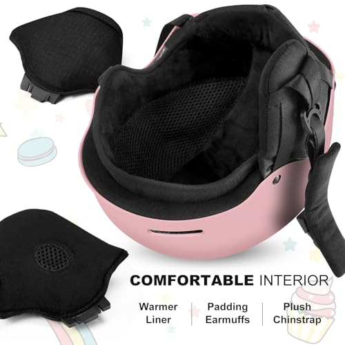 Odoland Kids Ski Helmet, Snow Helmet with Ski Goggles for Boys and Girls, Safety Youth Snowboard Sports Helmets and Goggles Set for Children Ages 6-14, Pink, XS - Image 4
