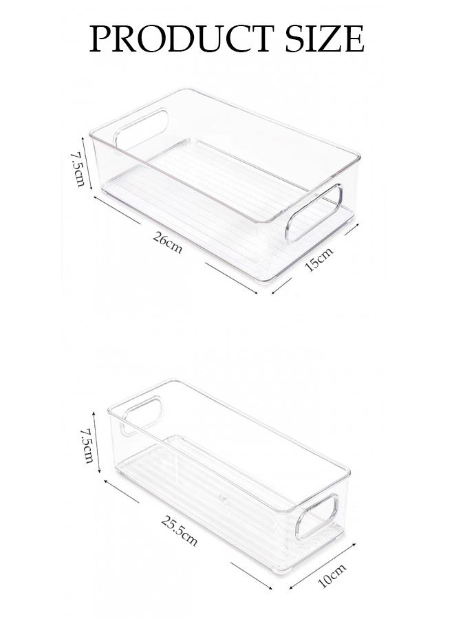 DUNISO 9Pcs Refrigerator Storage Boxes Stackable Clear Fridge Organizer Bins with Handles PET Food Storage Clear Container Multifunctional Kitchen Drawer Organiser Set Clear Practical Drawer Organization Container for Fridge, Kitchens, Cabinets - Image 4