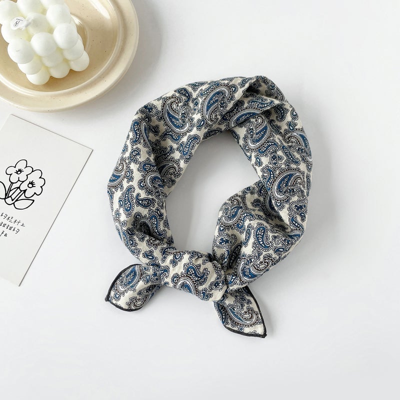 Ladies Spring Cotton Scarf Cashew Print QM5807-Blue waist meter