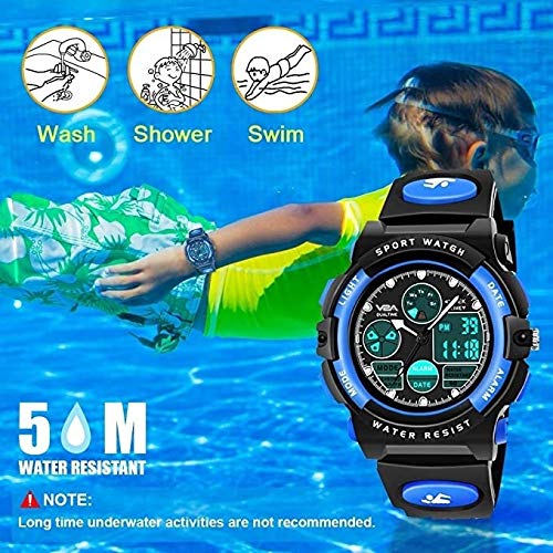 V2A Resin Analog-Digital Boy Watch - Blue Dial, Blue Strap - Image 5