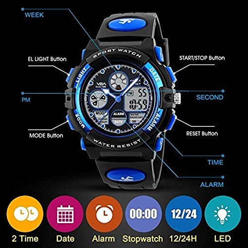V2A Resin Analog-Digital Boy Watch - Blue Dial, Blue Strap - Image 3