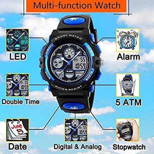 V2A Resin Analog-Digital Boy Watch - Blue Dial, Blue Strap - Image 4
