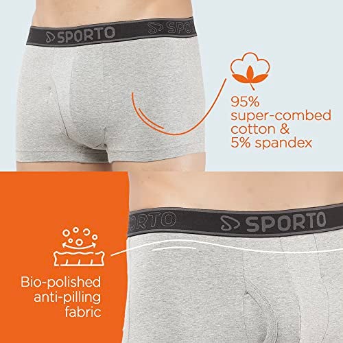 sporto Men's Trunk Underwear | Soft Elastic | Soft Waistband | Breathable Comfortable Innerwear | Pack of 2 | Color May Vary - Image 4