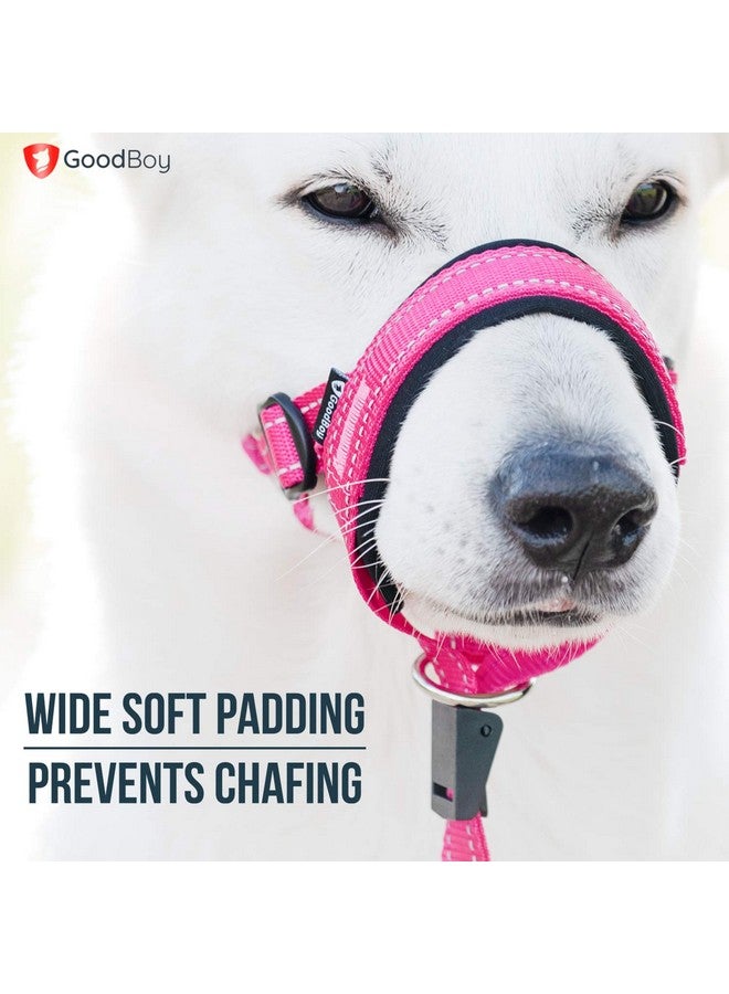 GoodBoy Dog Head Halter with Safety Strap - Stops Heavy Pulling On The Leash - Padded Headcollar for Small Medium and Large Dog Sizes - Head Collar Training Guide Included (Size 4, Pink Nylon) - Image 3
