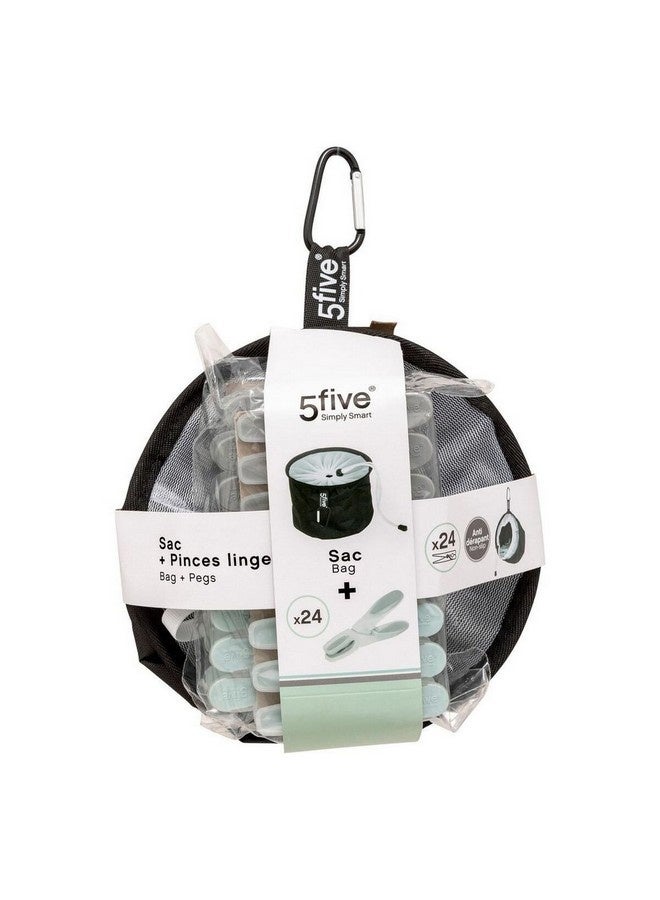 Five Simply Smart 24-Piece Clothespin with Storage Bag Multicolour 14 x 18.5 x 18.5 cm 202479 - Image 2