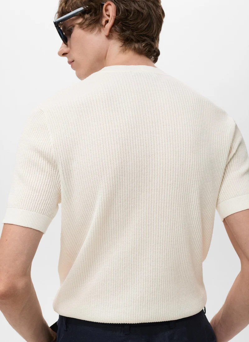 Mango Man Ribbed knit t-shirt