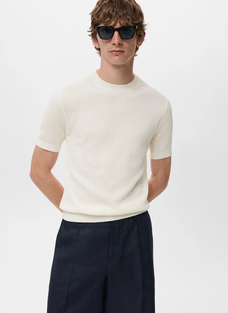 Mango Man Ribbed knit t-shirt