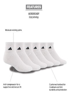 Adidas Men'S Athletic Cushioned Quarter Socks (With Arch Compression For A Secure Fit (6-Pair), White/Black, X-Large  - Image 2