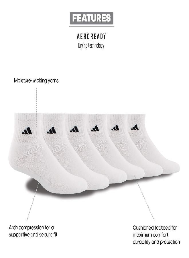 Adidas Men'S Athletic Cushioned Quarter Socks (With Arch Compression For A Secure Fit (6-Pair), White/Black, X-Large  - Image 2