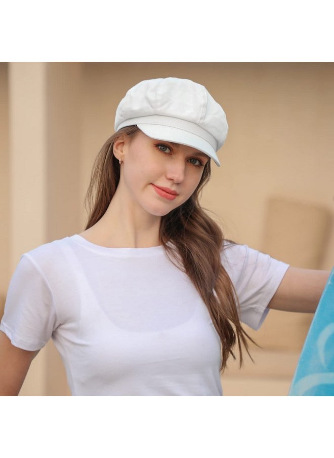 MK MATT KEELY - Newsboy Cabbie Baker Boy Hat Beret Cap For Women Fashion Pageboy Visor Paperboy Hat Fisherman'S Sailor Fiddler Hat Autumn Adjustablewhite - Image 1