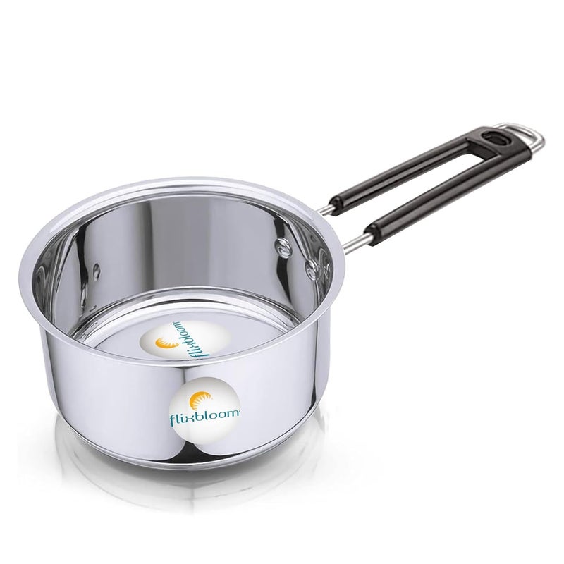 FLIXBLOOM Flixbloom Glossy Stainless Steel Premium Sauce pan Saucepan Tea pan Tpan Milk Pan Milk Pot Chaidan Kitchen Cookware Set for Induction LPG Gas Stovetops 800ml - Image 2
