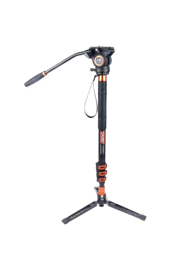 Cayer FP34 Monopod with Feet, 71 inch Aluminum Telescopic Camera Monopod with Fluid Head and 3-Leg Tripod Base for DSLR Video Cameras Camcorders, Supporting up to 13.2lbs - Image 1