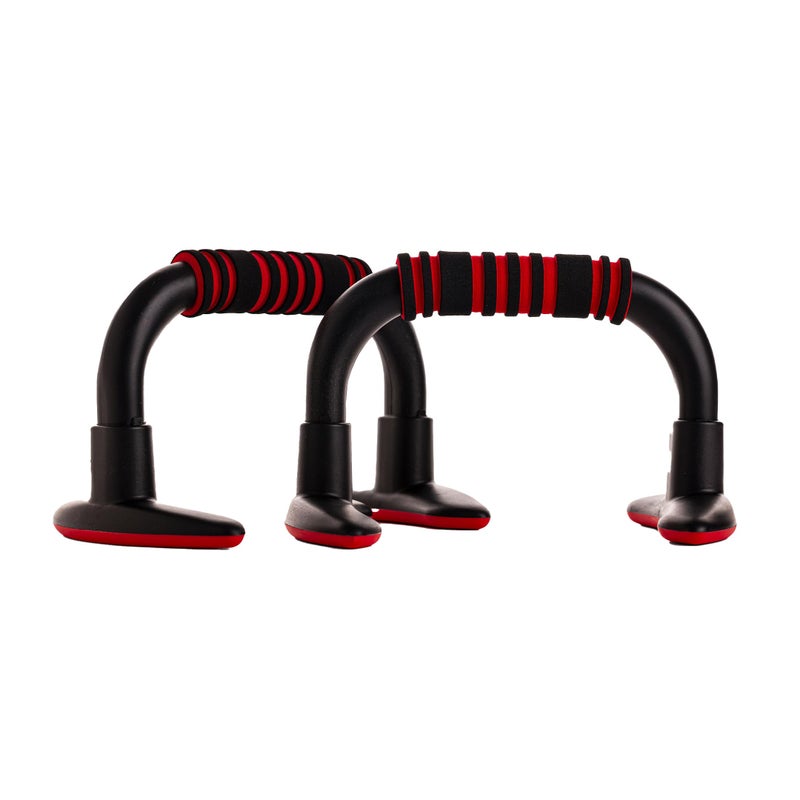 Endless EL1042 Push Up Stands With Foam Handle | Blank and Red | Material : Steel, Plastic | For Upper Body Workouts with Comfortable Foam Grip and Non-Slip Bars and Less Wrist Strain - Image 1