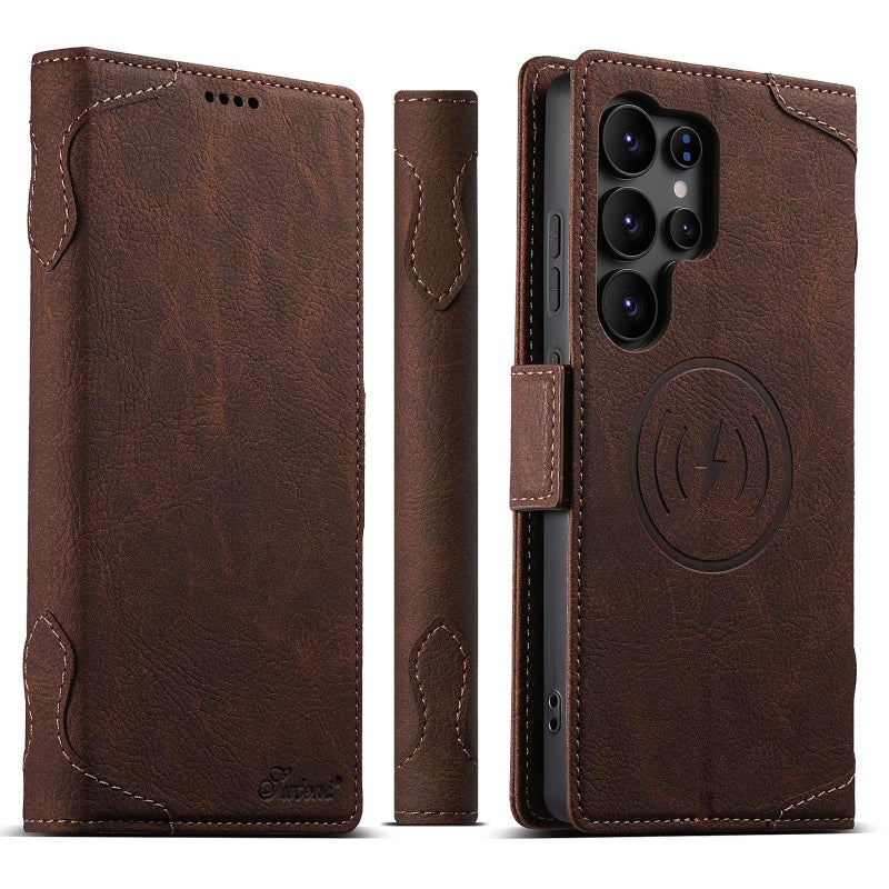 Suteni For Samsung Galaxy S24 Ultra 5G Suteni J07 Multifunctional Horizontal Flip Magsafe Leather Phone Case(Brown) - Image 1