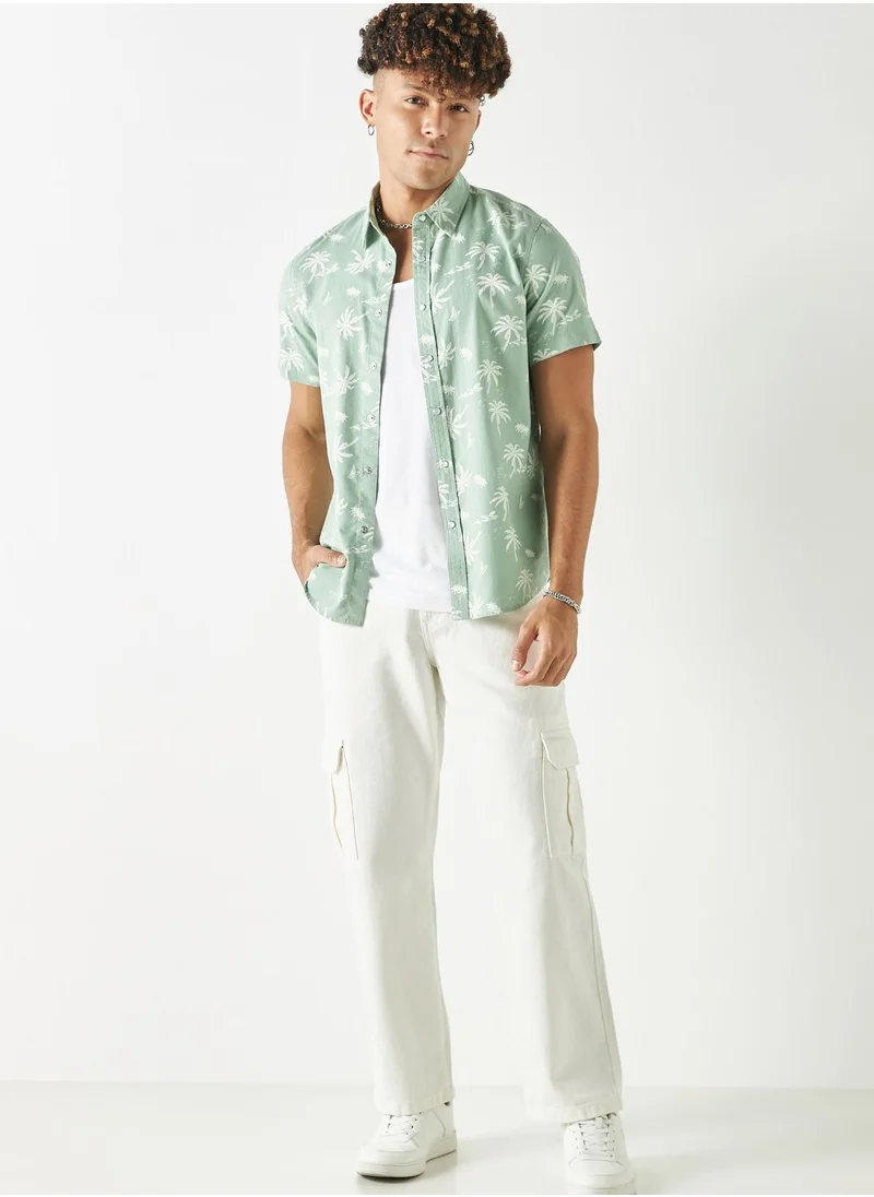 لي كوبر Printed  Relaxed
  Fit Shirt