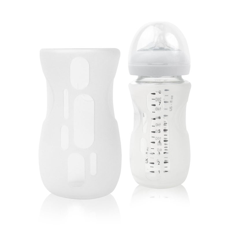 Olababy Silicone Sleeve for Avent Natural Glass Baby Bottles (8 oz, Translucent) - Image 1