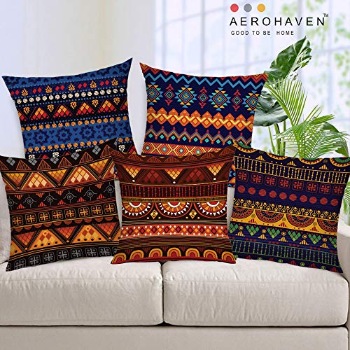 AEROHAVEN™ Set of 5 Decorative Hand Made Jute Throw/Pillow Cushion Covers - (Multi, 12 x 12 Inches) - Image 1
