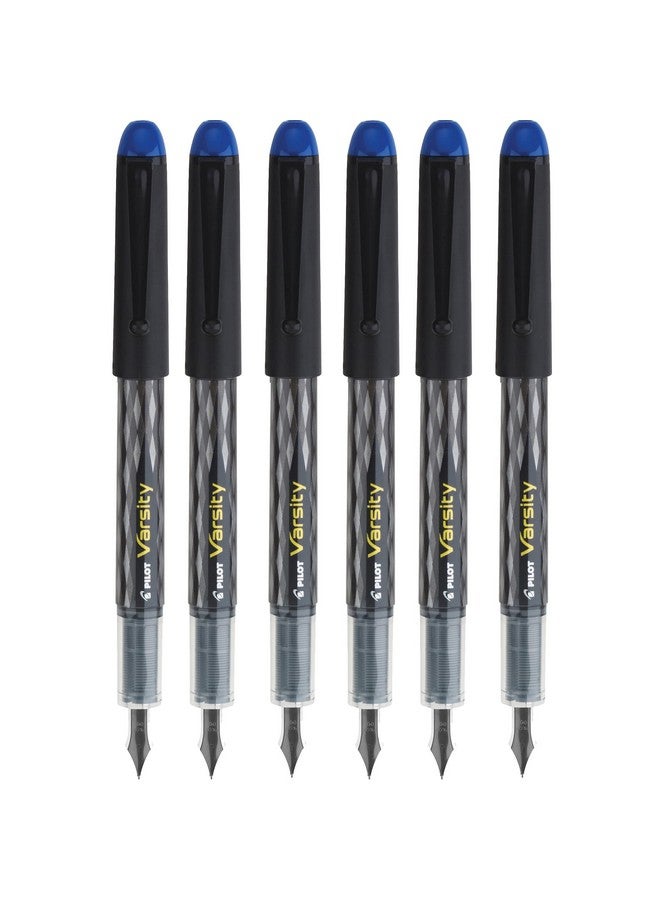 PILOT Varsity Disposable Fountain Pens, Blue Ink, Medium Point, Pack of 6 - Image 1