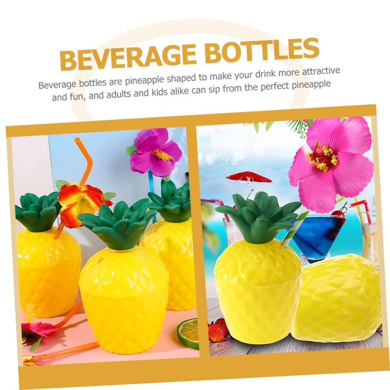 6 Pack Pineapple Cups With Straws Hawaiian Luau Party Beverage Cups Novelty Cocktail Drinkware For Tropical Party Supplies Random Color - Image 5