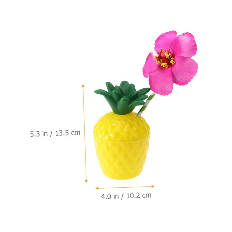 6 Pack Pineapple Cups With Straws Hawaiian Luau Party Beverage Cups Novelty Cocktail Drinkware For Tropical Party Supplies Random Color - Image 3