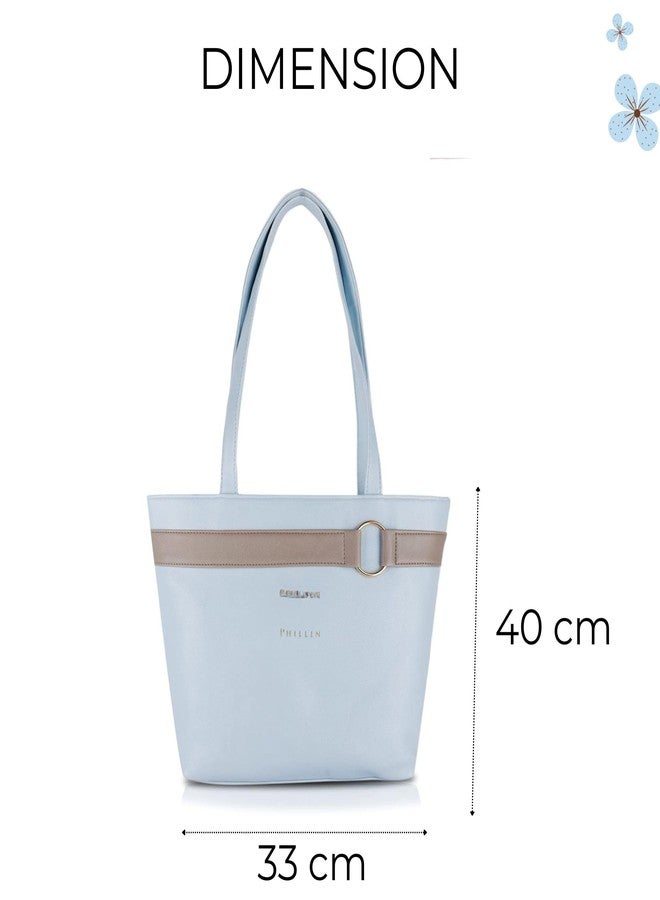 PHILLIN Hobo Handbag for Women - PU Leather Shoulder Bag with Dual Zipper and Spacious Main Compartment (Light Blue) - Image 4