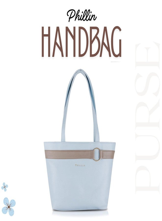 PHILLIN Hobo Handbag for Women - PU Leather Shoulder Bag with Dual Zipper and Spacious Main Compartment (Light Blue) - Image 2