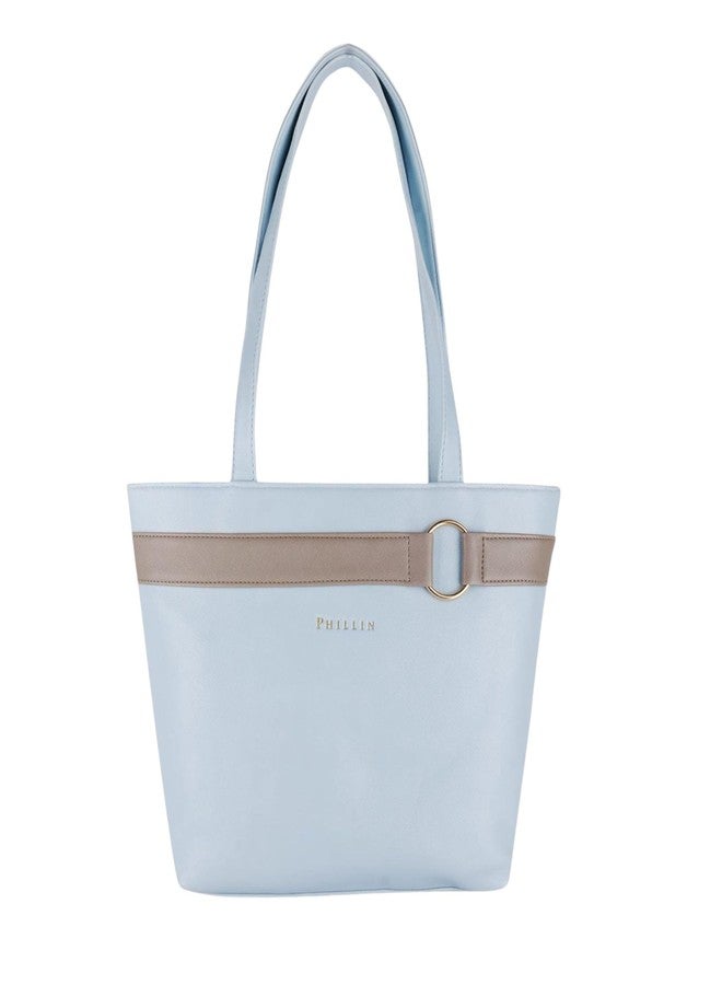PHILLIN Hobo Handbag for Women - PU Leather Shoulder Bag with Dual Zipper and Spacious Main Compartment (Light Blue) - Image 1