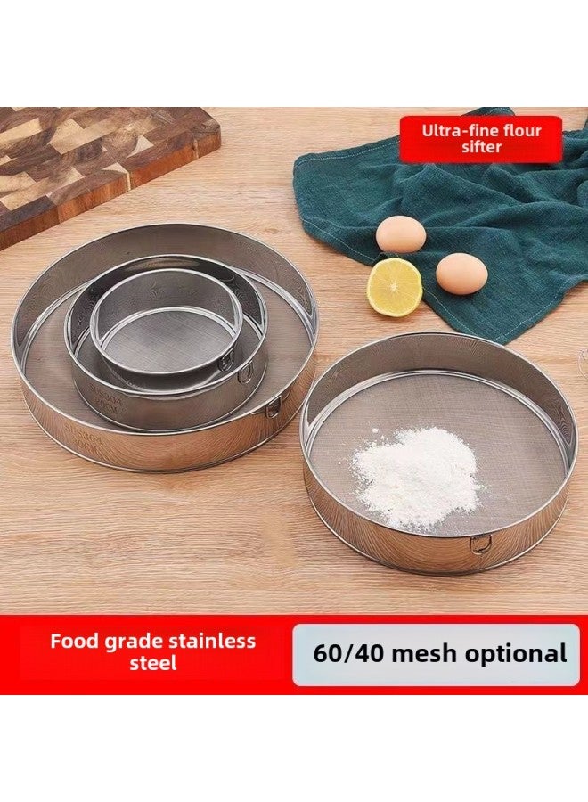Flour Sieve Sieve Ultra-fine Filter Screen Household Stainless Steel Screen Baking Tool Handheld 60 Mesh Powder Sifter-Specifications:Regular 40 Mesh - Clumping Flour/fine Multigrain Powder-Color:Diameter 4.9cm [mini - No Hanging Ring]  - Image 2