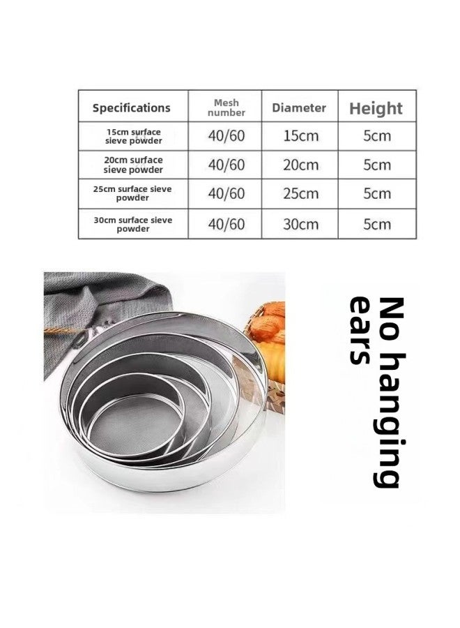 Flour Sieve Sieve Ultra-fine Filter Screen Household Stainless Steel Screen Baking Tool Handheld 60 Mesh Powder Sifter-Specifications:Regular 40 Mesh - Clumping Flour/fine Multigrain Powder-Color:Diameter 4.9cm [mini - No Hanging Ring]  - Image 1