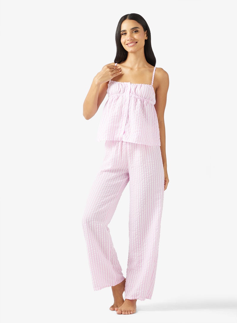Ginger Striped Cami & Pyjama Set - Image 1
