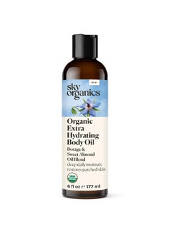 Sky Organics Body Oil, Extra Hydrating & Nourishing Organic Skin Care With Borage Oil, Acai & Sweet Almond Oil, Moisturizing Massage Oil, Refreshing Orange & Spearmint Scent, 6 Fl Oz  - Image 1