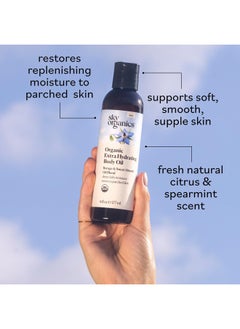 Sky Organics Body Oil, Extra Hydrating & Nourishing Organic Skin Care With Borage Oil, Acai & Sweet Almond Oil, Moisturizing Massage Oil, Refreshing Orange & Spearmint Scent, 6 Fl Oz  - Image 4