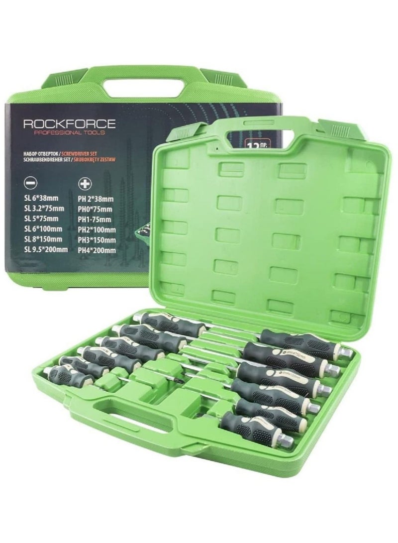 ROCKFORCE 12 psc Magnetic Power Screwdriver Set