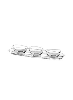 Vidivi 4-Piece Papaya Dishwasher Safe Serving Bowls with Platter Set Clear 70 ml VDV60977EML/VDVS100503 