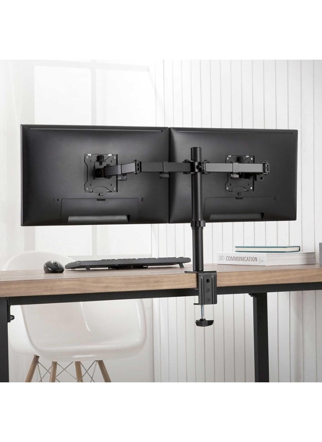 Dual Monitor Arm Mount – Adjustable for 17–32” Screens, 360° Rotation, VESA 100x100, Heavy Duty, Max Load 9kg