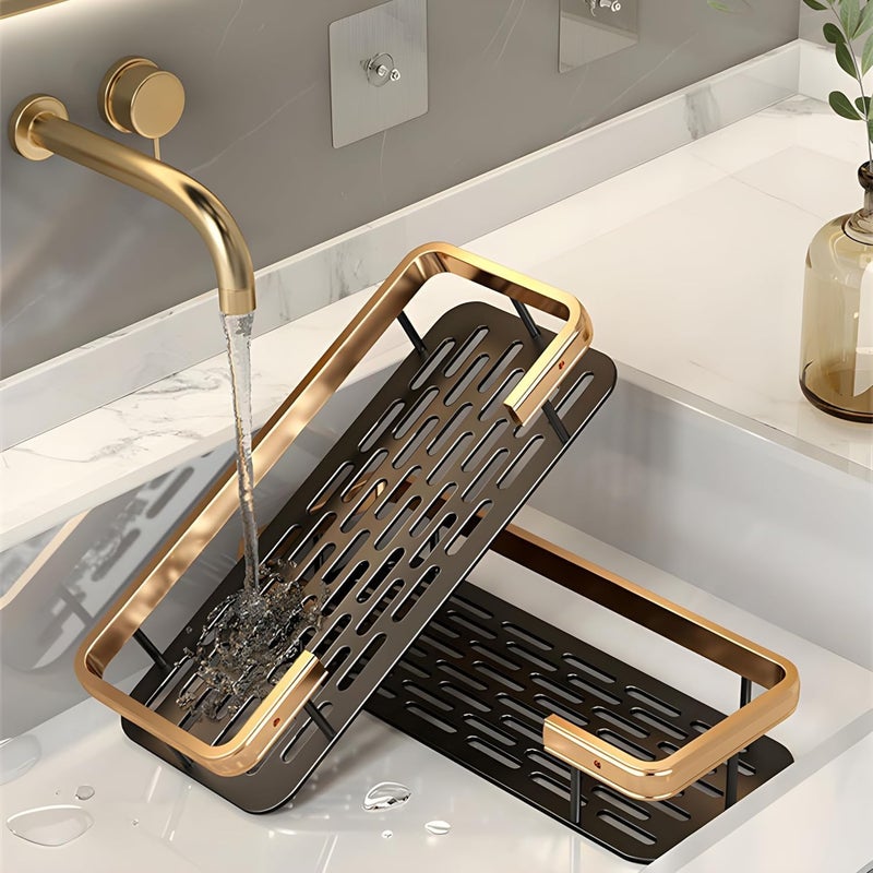 UMANATH MorivaHomes Multipurpose Self-Adhesive Aluminium Bathroom Wall Mounted Storage Organizer Shelf Holder/Rack/Bathroom Accessories (Pack of 1, Gold) - Image 3