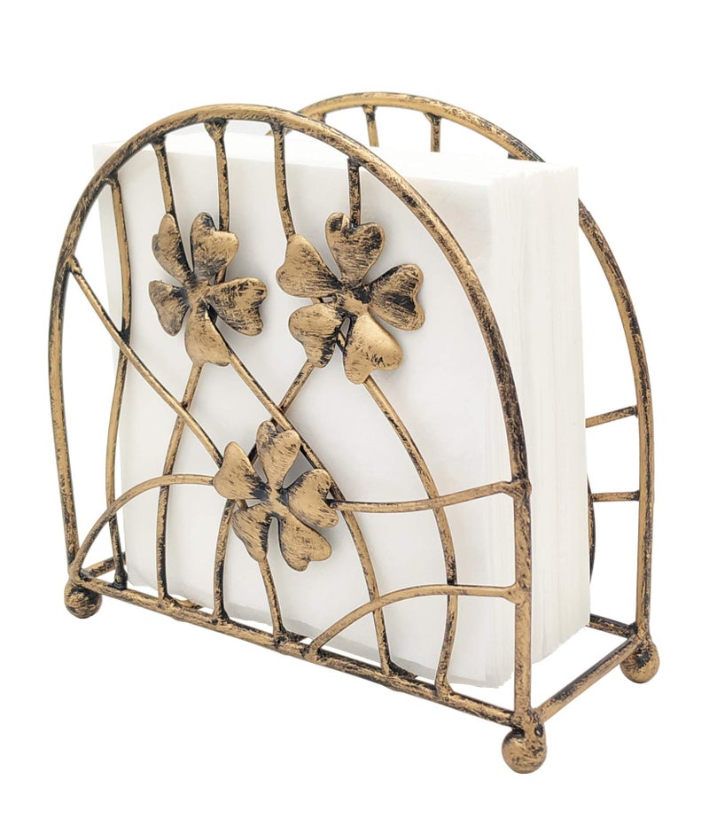 Owlgift Antique Bronze Metal Floral Petals & Branches Tabletop Napkin Holder, Freestanding Tissue Dispenser - Image 2