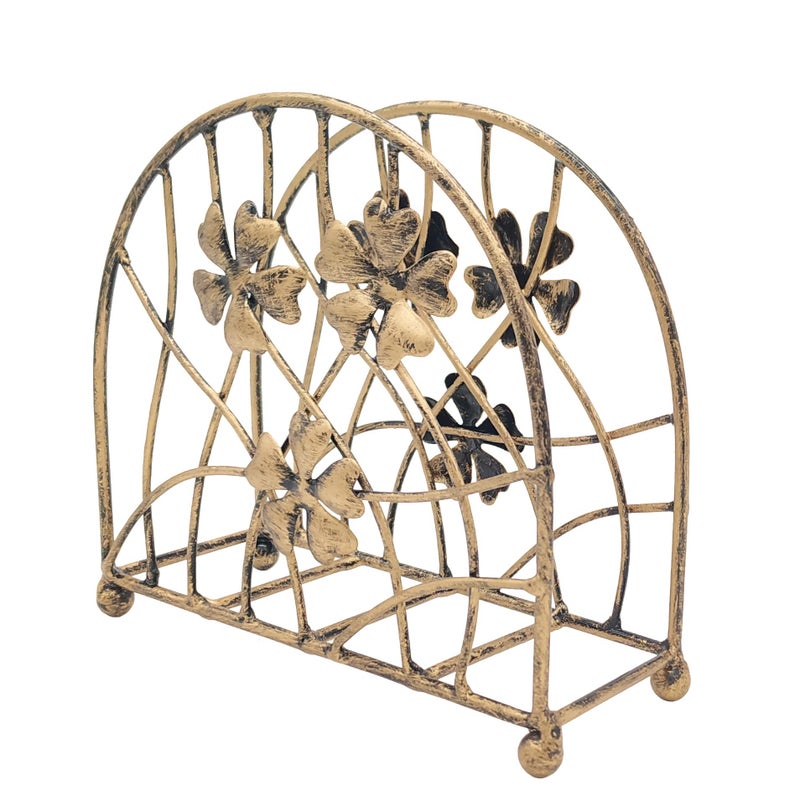 Owlgift Antique Bronze Metal Floral Petals & Branches Tabletop Napkin Holder, Freestanding Tissue Dispenser - Image 5