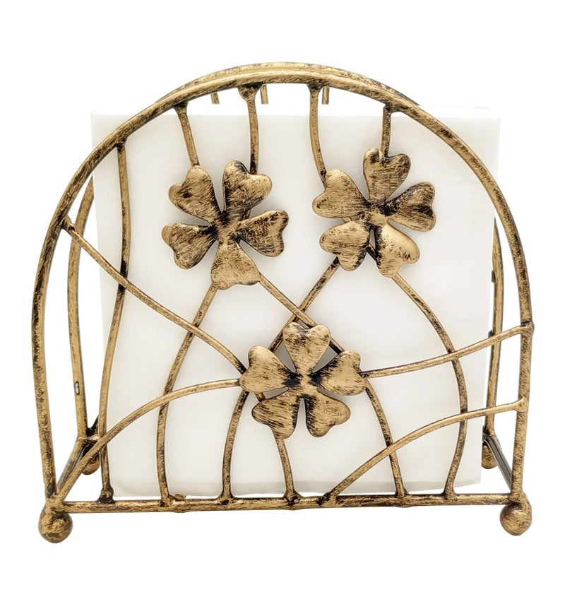 Owlgift Antique Bronze Metal Floral Petals & Branches Tabletop Napkin Holder, Freestanding Tissue Dispenser - Image 3