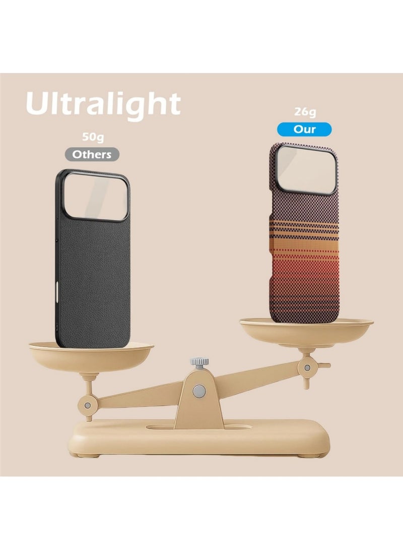 Aookay Magnetic Case for iPhone 17 Pro Max Case, Compatible with MagSafe, Ultra-Slim & Lightweight Minimalist Case with Caseless Touch Feeling, 1500D Aramid Fiber Woven (Sunset) - Image 5