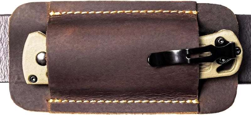 Brown Leather Multitool Pouch Holder for Folding Knife with Belt Loop - Image 2