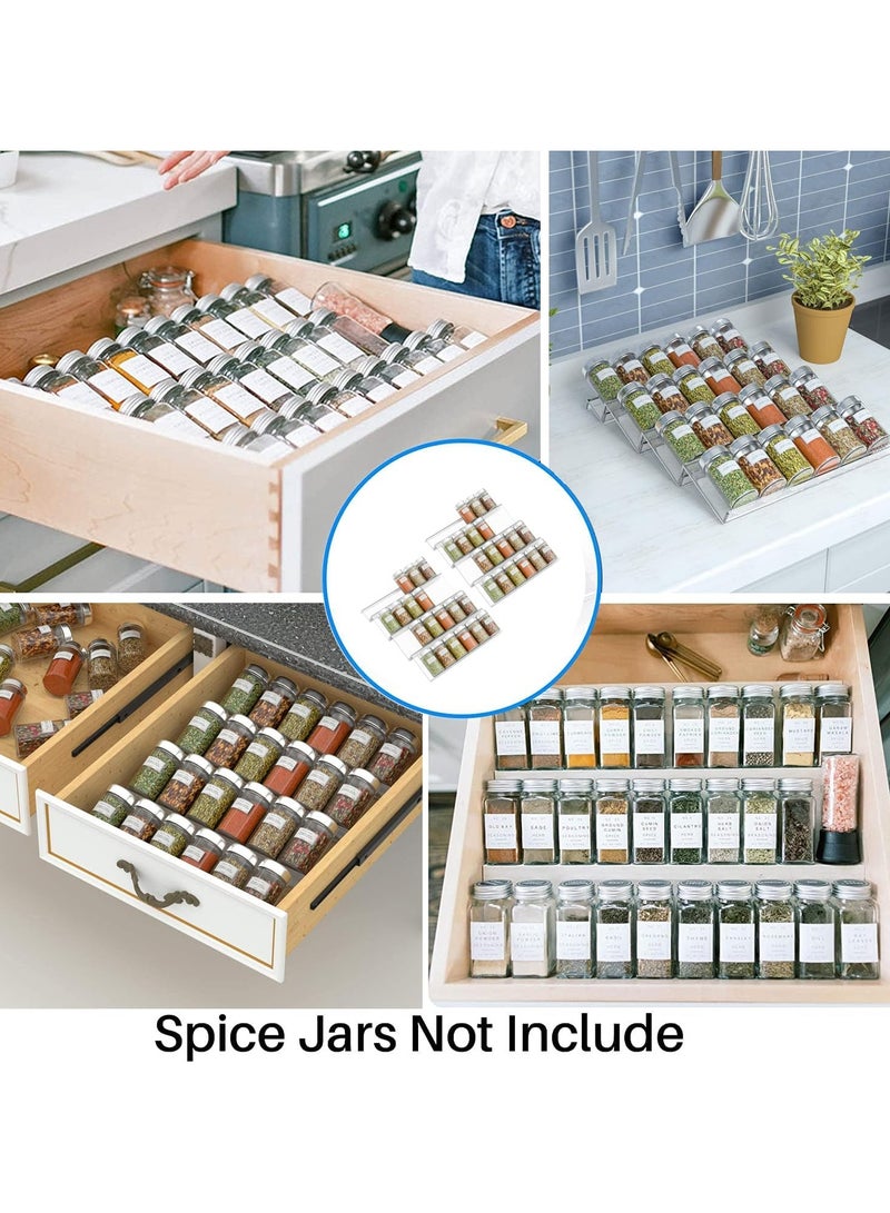 إي وورلد مجموعتان من منظمات التوابل الأكريليك الشفافة القابلة للتوسيع بأربع طبقات، مثالية للأدراج أو الأسطح، مثالية للتوابل والزيوت الأساسية والفيتامينات وطلاء الأظافر والأعشاب والأدوية. - Image 3