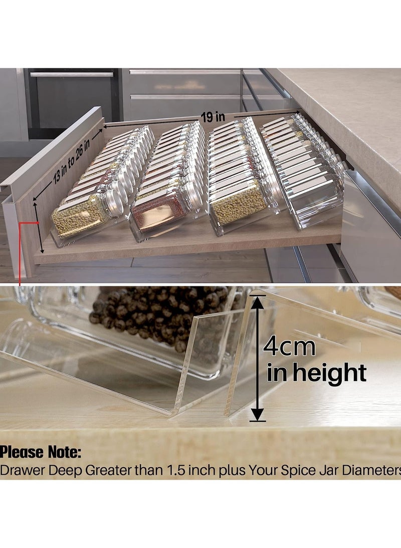 إي وورلد مجموعتان من منظمات التوابل الأكريليك الشفافة القابلة للتوسيع بأربع طبقات، مثالية للأدراج أو الأسطح، مثالية للتوابل والزيوت الأساسية والفيتامينات وطلاء الأظافر والأعشاب والأدوية. - Image 5