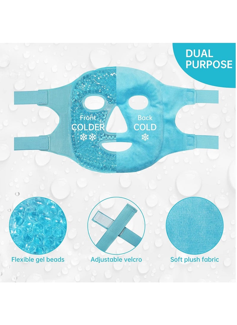 Generic - Cold Face Eye Mask Gel Beads Hot and Cold Compress Reusable with Soft Plush Backing Reduce Facial Puffiness Headaches Facial SPA Relieve Stress - Image 1