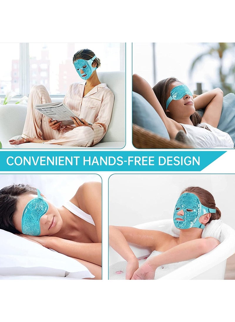 Generic - Cold Face Eye Mask Gel Beads Hot and Cold Compress Reusable with Soft Plush Backing Reduce Facial Puffiness Headaches Facial SPA Relieve Stress - Image 1