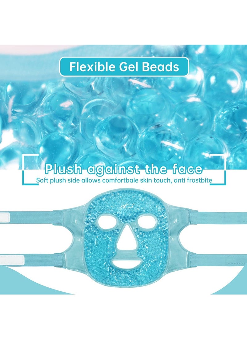 Generic - Cold Face Eye Mask Gel Beads Hot and Cold Compress Reusable with Soft Plush Backing Reduce Facial Puffiness Headaches Facial SPA Relieve Stress - Image 1